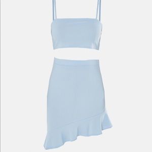 Misguided Blue Cami Top and Mini Skirt Set